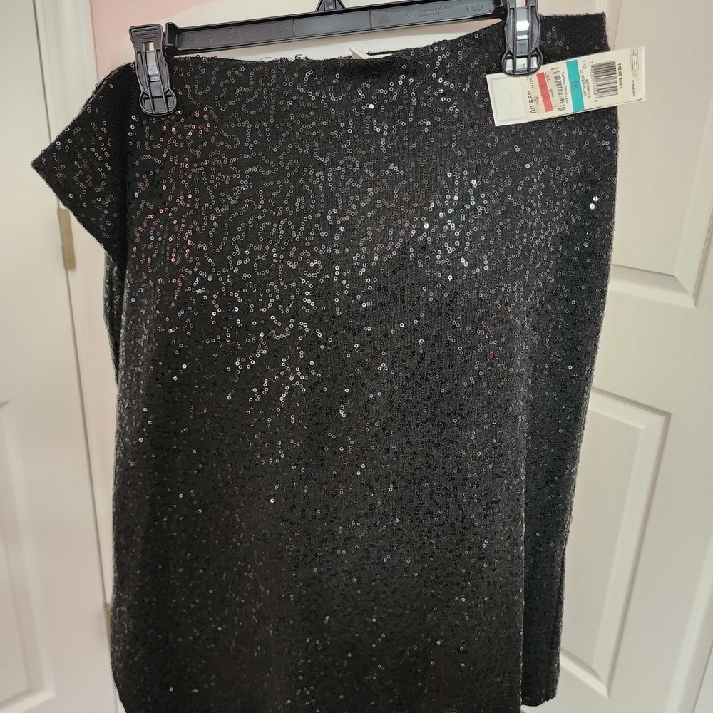 Charter Club Black Sequin Midi Skirt